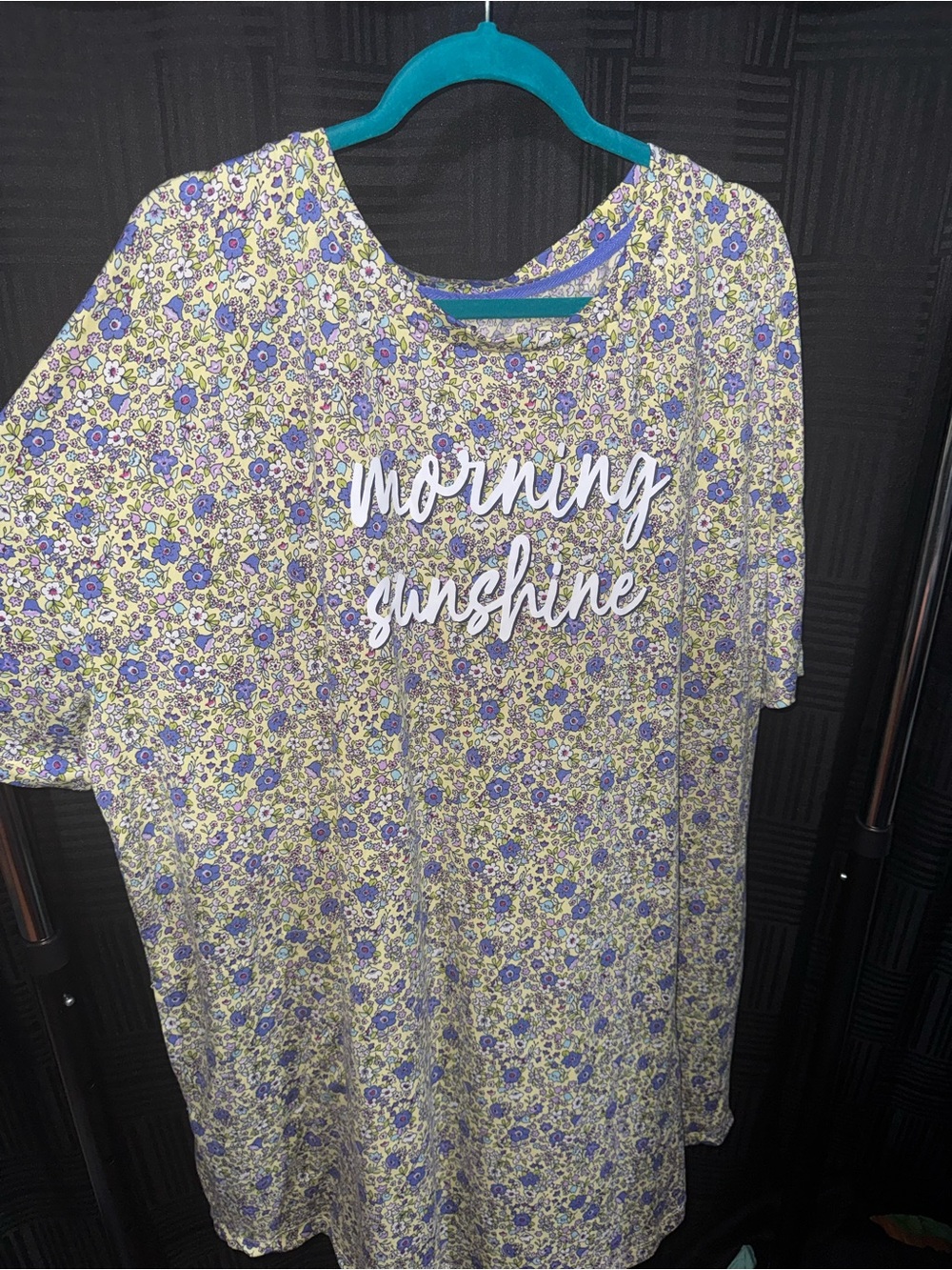 Morning Sunshine Floral Short-Sleeve Sleep Dress - Lavender
